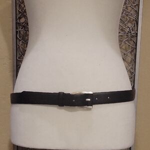 Calvin Klein 1" Dark Brown Leather Belt with Silver Buckle